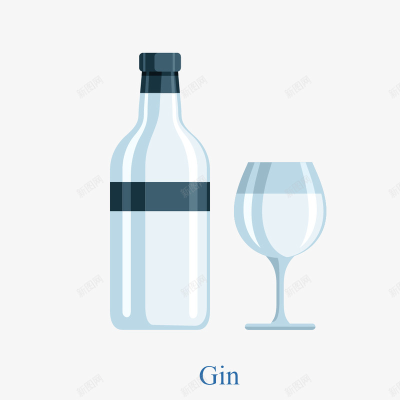 白色卡通洋酒杯png免抠素材_新图网 https://ixintu.com 扁平化 洋酒杯 白色 酒瓶 餐饮