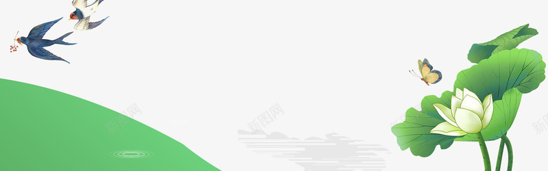 绿色手绘荷花边框psd免抠素材_新图网 https://ixintu.com banner banner背景 传统 促销 唯美 墨迹 夏天 夏季 手绘 绿色 节气 荷塘月色 荷花