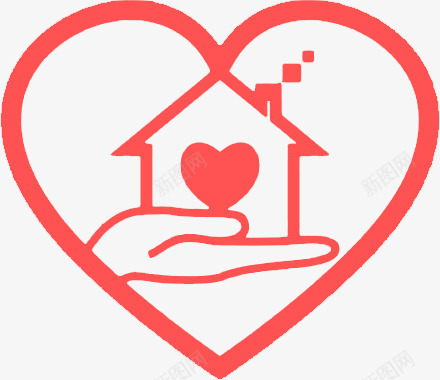 爱心房屋图标png_新图网 https://ixintu.com 公益 图标 扁平化 温暖