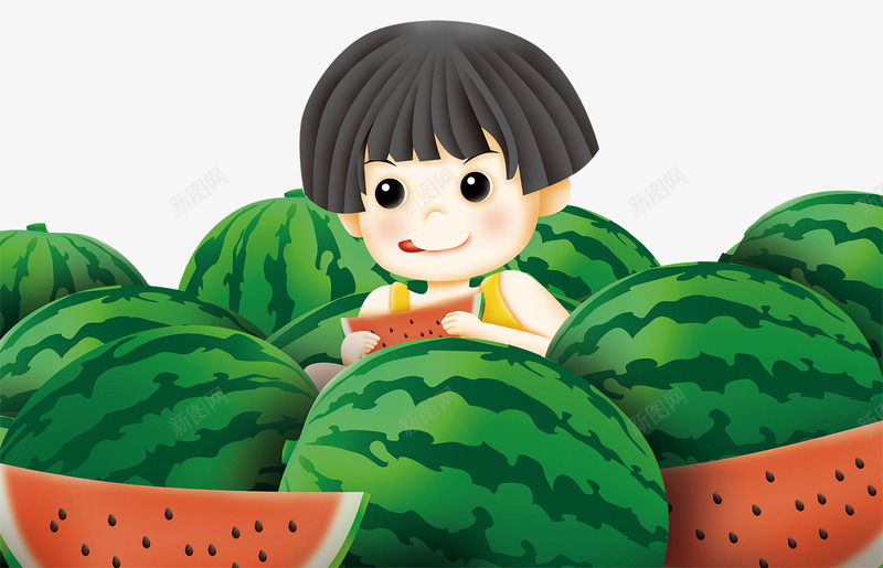 卡通夏季小暑大暑吃西瓜女孩psd免抠素材_新图网 https://ixintu.com 卡通 卡通夏季小暑大暑吃西瓜女孩 吃西瓜 夏季 大暑 女孩 小暑