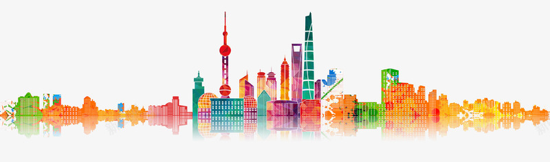 上海风光剪影png免抠素材_新图网 https://ixintu.com 上海 上海剪影 剪影 城市 城市倒影 城市剪影 外滩 平面 彩色 活力 青春 黄色