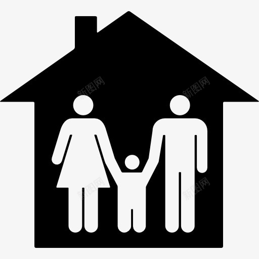 三口之家在家图标png_新图网 https://ixintu.com 三人组 夫妻 家 家庭 房子 熟悉