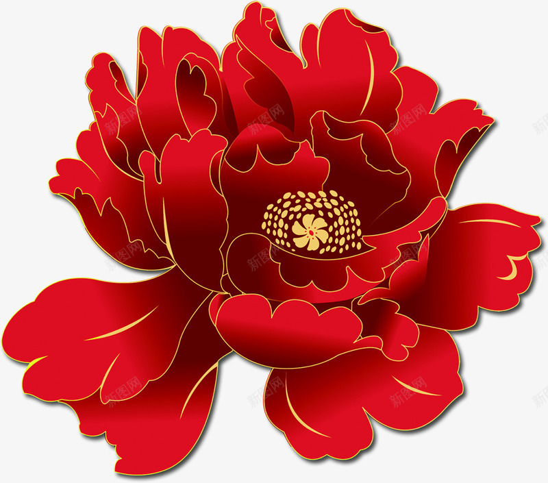 红色手绘牡丹花中国风国庆png免抠素材_新图网 https://ixintu.com 国庆 国风 牡丹花 红色