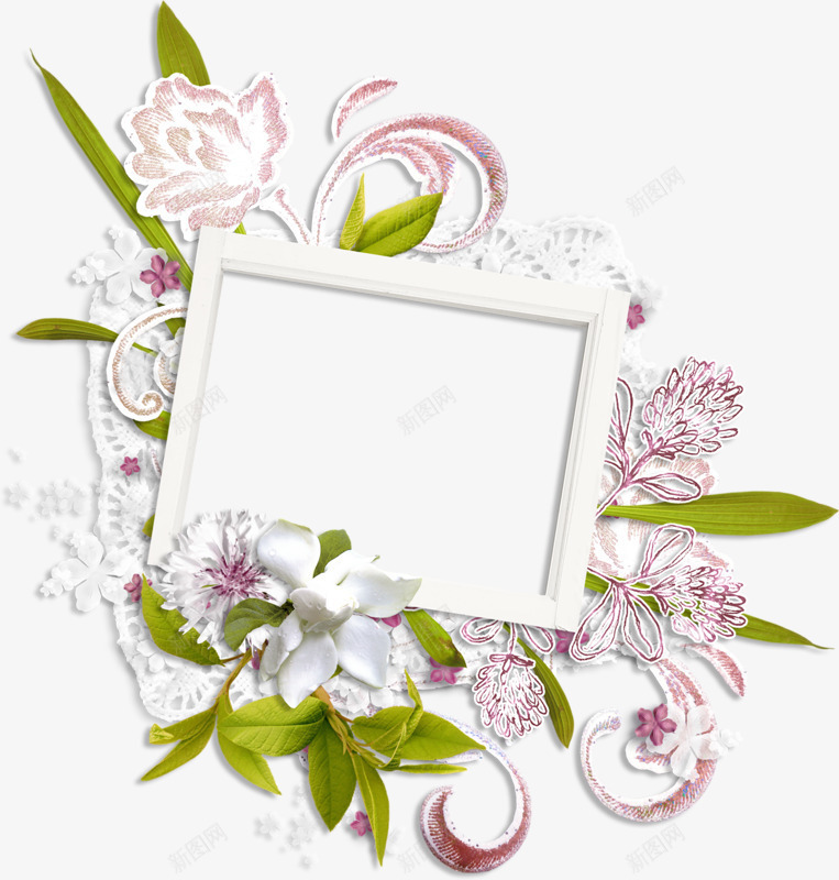 花卉边框png免抠素材_新图网 https://ixintu.com 框架 清新 画框 相框 精美相框 花卉边框 花框 边框