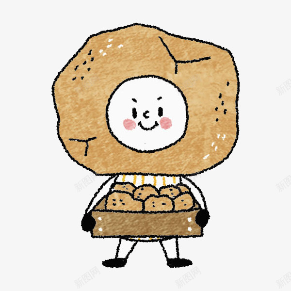 带着饼干头套的人宣传饼干png免抠素材_新图网 https://ixintu.com 卡通 宣传 微笑 手绘 盒子 站立 美食 饼干