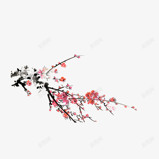 梅花水墨梅花中国风古典梅花装饰png免抠素材_新图网 https://ixintu.com 中国风 古典 梅花 水墨 花中君子 装饰