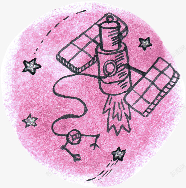 手绘太空卫星png免抠素材_新图网 https://ixintu.com 太空 宇航员 手绘 星球 纹理 颗粒