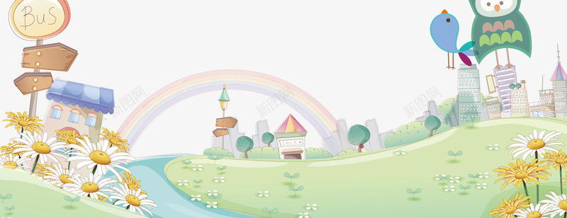 草地乐园psd免抠素材_新图网 https://ixintu.com 乐园 六一儿童节 卡通 草地