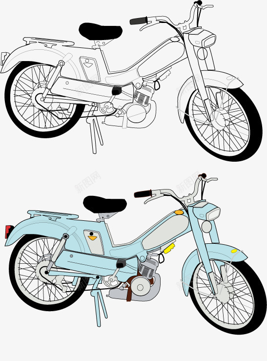 手绘电动自行车矢量图eps免抠素材_新图网 https://ixintu.com 交通工具 手绘 电动自行车 电动车 自行车 矢量图