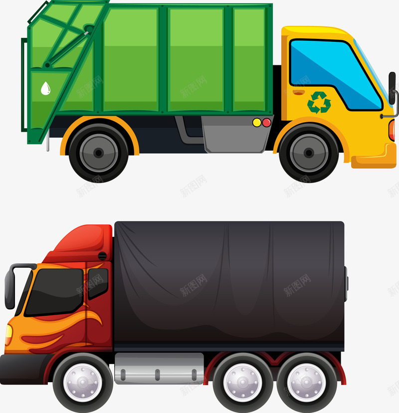 手绘货车矢量图ai免抠素材_新图网 https://ixintu.com 垃圾车 手绘 火车 环卫工具 环卫车 矢量图