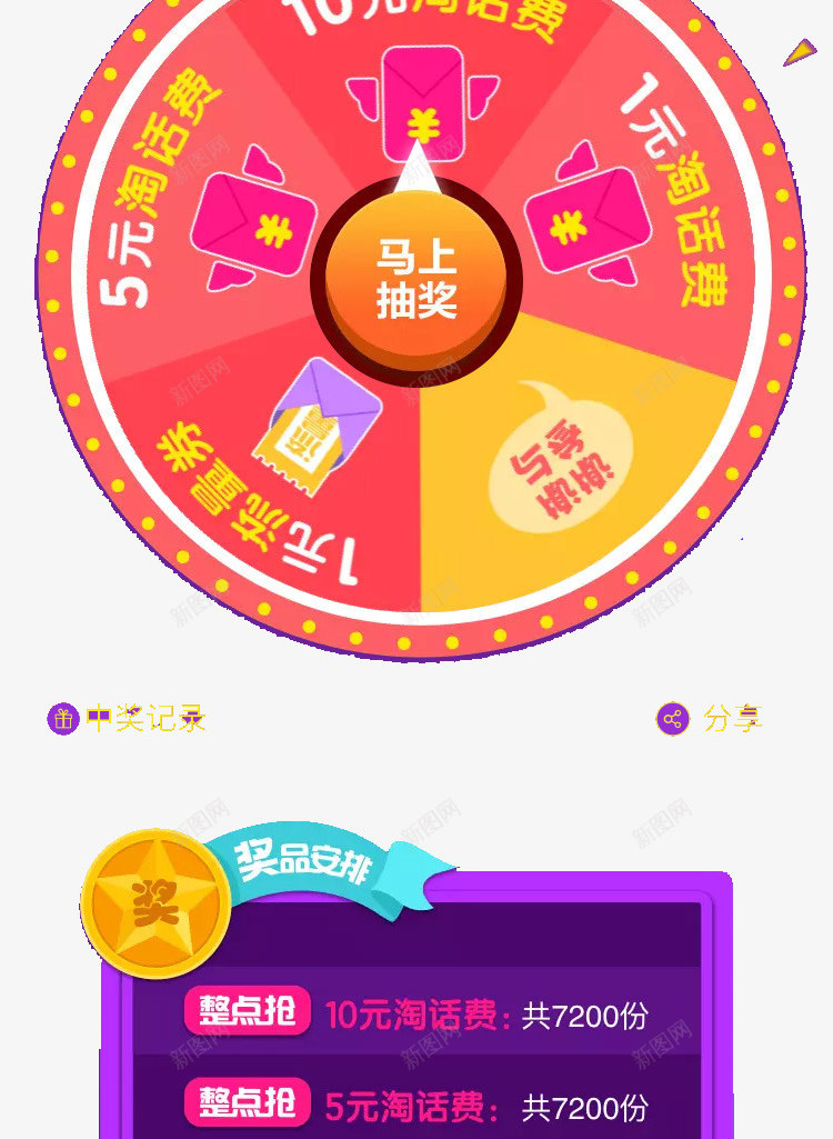 充话费送10元png免抠素材_新图网 https://ixintu.com APP弹出页 APP页面 H5弹出页面 卡通 扁平化 话费抽奖