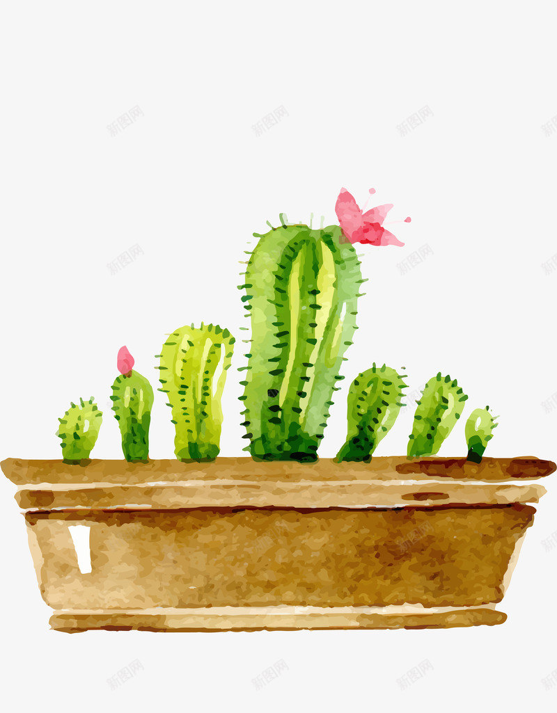 手绘卡通仙人球盆栽png免抠素材_新图网 https://ixintu.com 卡通花型植物 多肉手绘 手绘盆栽 盆栽仙人球 绿植 装饰画