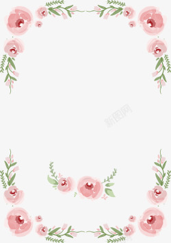 情人节字体手绘玫瑰花花藤结婚请柬边框高清图片