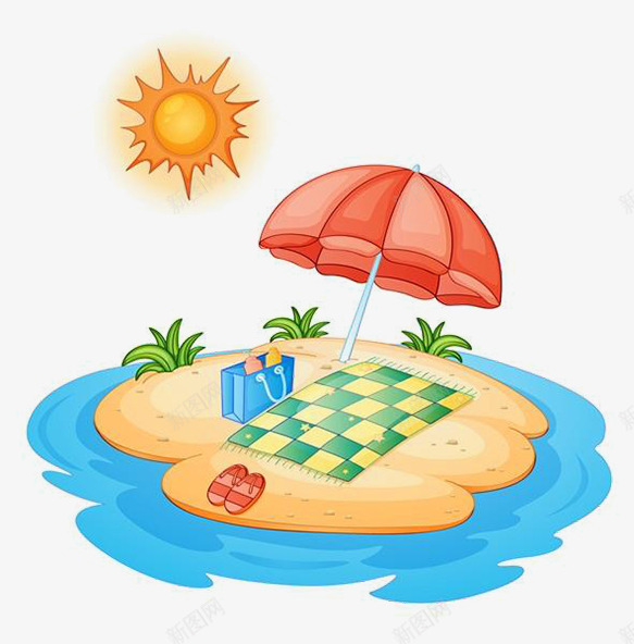 卡通海边度假png免抠素材_新图网 https://ixintu.com 度假 日光浴 沙滩 海边