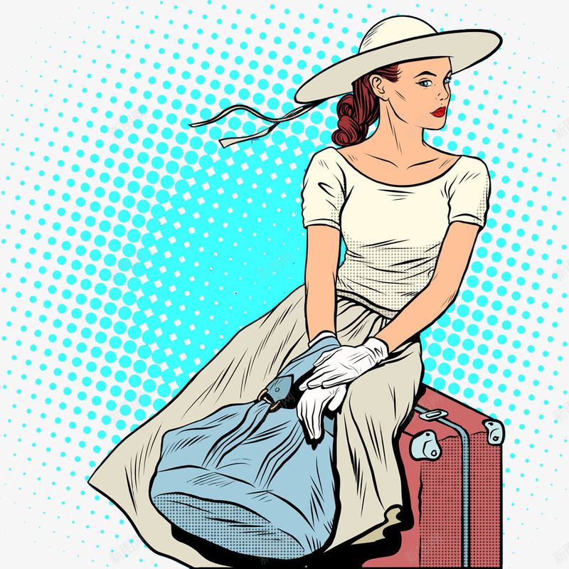 去旅行的女人png免抠素材_新图网 https://ixintu.com 卡通女人 女人 度假 手绘女人 旅游 旅行 旅行箱 美女