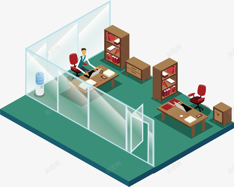 办公室室内矢量图ai免抠素材_新图网 https://ixintu.com 公司员工 公司环境 办公室 室内设计 装潢设计 矢量图