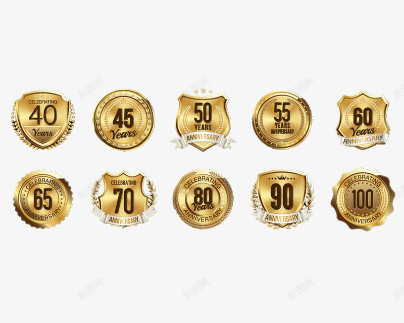 金色周年庆标签png免抠素材_新图网 https://ixintu.com 金色周年庆