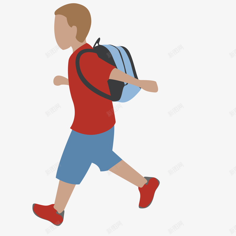 奔跑的学生png免抠素材_新图网 https://ixintu.com 书包 奔跑 学生 小男孩 红色短袖 红色鞋子