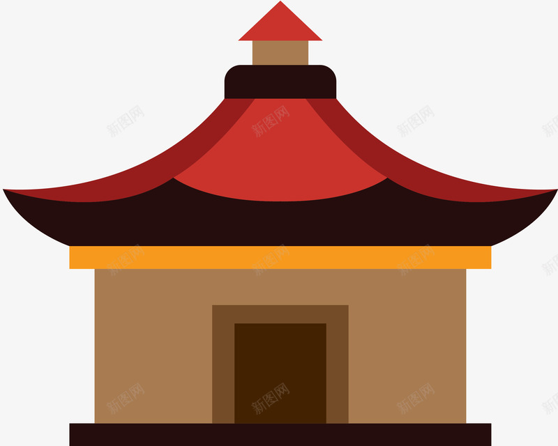 起翘卡通风格建筑png免抠素材_新图网 https://ixintu.com 中国特色 古代建筑 古典风格 扁平风格 起翘