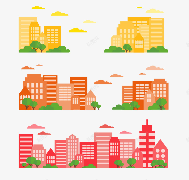 扁平化房屋建筑png免抠素材_新图网 https://ixintu.com H5页面素材 创意卡通元素 卡通 扁平化 扁平素材 电商卡通 网页设计卡通