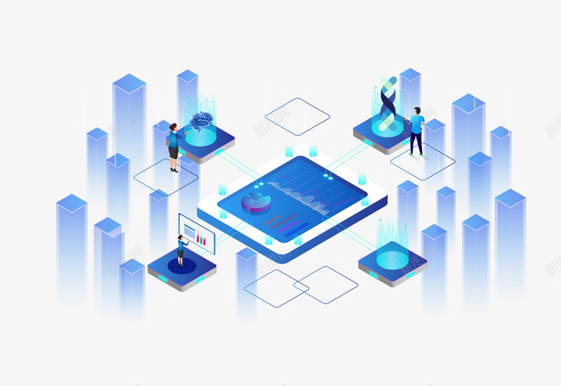科技卡通科技扁平png免抠素材_新图网 https://ixintu.com 互联网 卡通科技 扁平 科技 蓝色科技 装饰