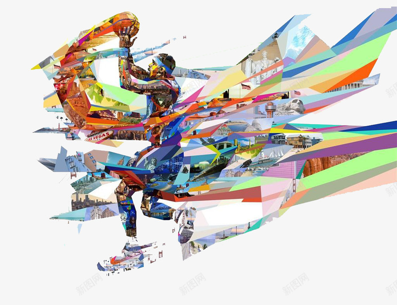 五彩缤纷几何形状数码艺术png免抠素材_新图网 https://ixintu.com 五彩缤纷 几何 投篮 篮球 运动 运动员