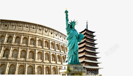 外国旅游建筑psd免抠素材_新图网 https://ixintu.com 外国 建筑 旅游城市 自由女神