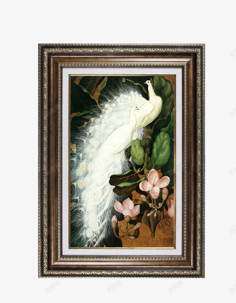 美式挂画png免抠素材_新图网 https://ixintu.com 产品实物 唯美挂画 壁画 孔雀挂画 有框画 油画孔雀 装饰画
