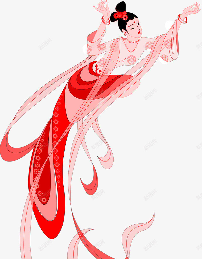 中秋节国庆手绘红色美妇png免抠素材_新图网 https://ixintu.com 中秋节 国庆 红色