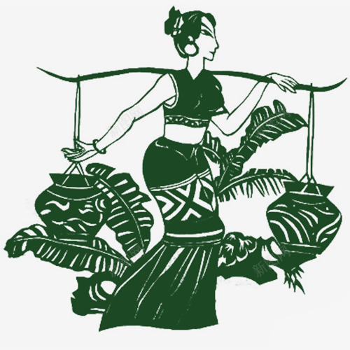 绿色傣族少女剪纸png免抠素材_新图网 https://ixintu.com 傣家 傣族 傣族图案 傣族少女 剪纸 少数民族 民族