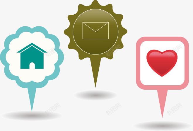 ppt元素矢量图图标ai_新图网 https://ixintu.com ppt元素 信封 图标 心形 房子 矢量图