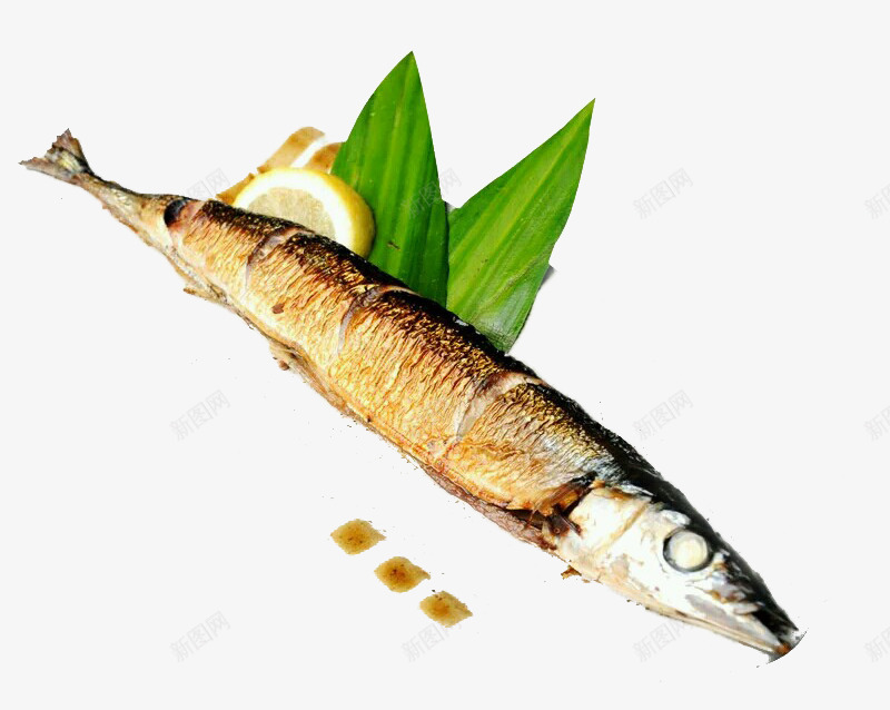 烤制秋刀鱼png免抠素材_新图网 https://ixintu.com 树叶 海鲜 烤制 秋刀鱼 食物