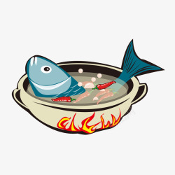 卡通美食餐饮火锅涮鱼素材