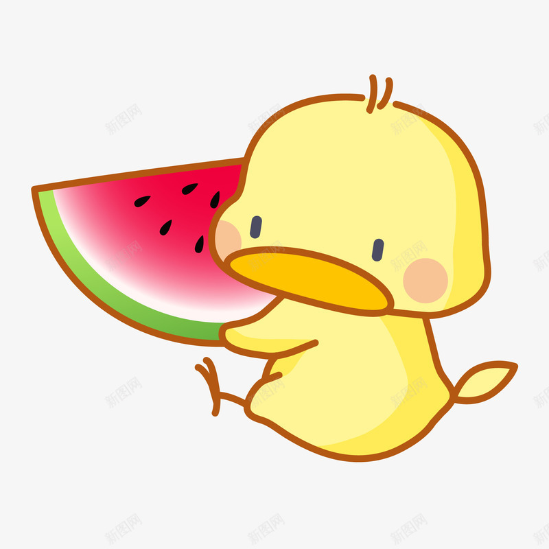 卡通吃西瓜的小鸭子矢量图ai免抠素材_新图网 https://ixintu.com 动物设计 卡通 吃西瓜 小鸭子 暑假到来 矢量图 西瓜破 鸭子扭头