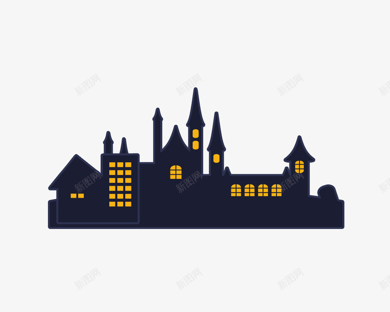 夜景房屋建筑psd免抠素材_新图网 https://ixintu.com 夜景 建筑 房屋
