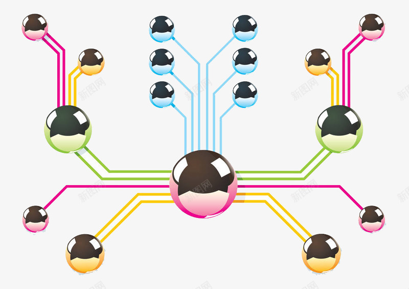科技电路线条与球连接png免抠素材_新图网 https://ixintu.com 圆形 对称 球体 电路 科技 科技线条球 立体 线条 连接