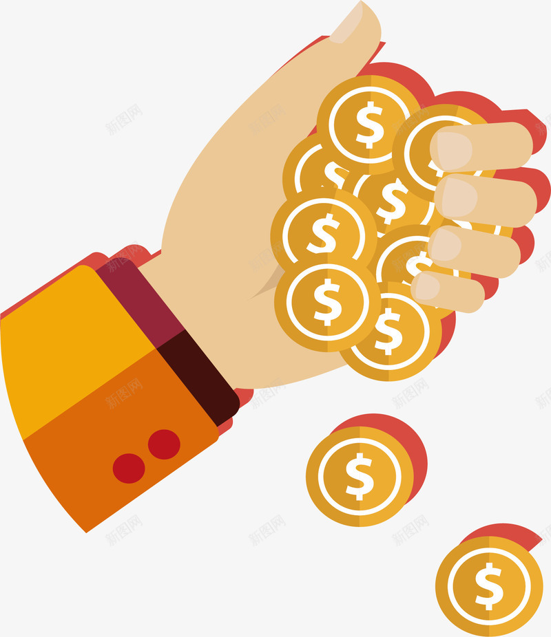 抛洒金币png免抠素材_新图网 https://ixintu.com 手抓金币 洒金币 理财 矢量素材 金币