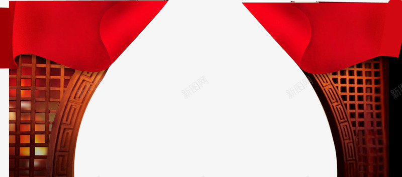 新年古典房子元素png免抠素材_新图网 https://ixintu.com 元旦 喜庆 围栏 接福 新年 红色背景 过大年 迎春