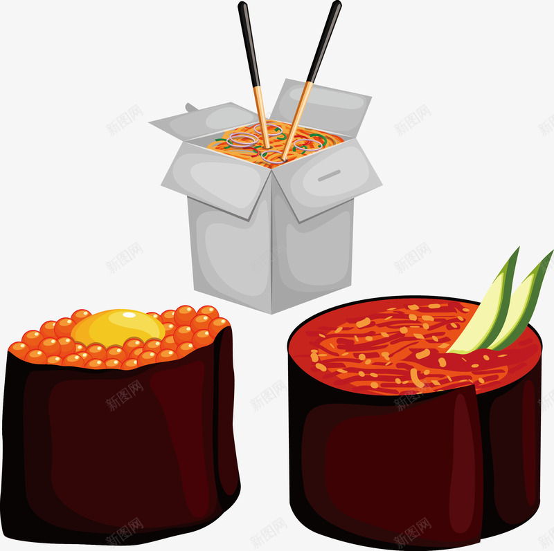日本美食png免抠素材_新图网 https://ixintu.com 军舰寿司 单个寿司 矢量源文件 美食汇 美食汇集 蒸煮煎美食汇 香美食汇 鱼露子寿司