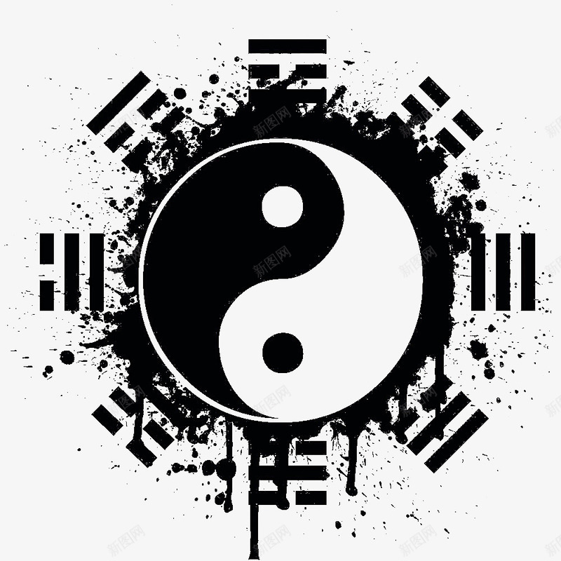 黑色中国风八卦png免抠素材_新图网 https://ixintu.com 八卦 国风 黑色