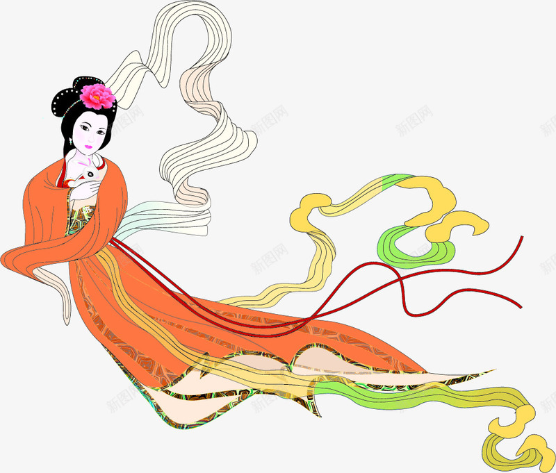 中国画飞天的嫦娥中秋png免抠素材_新图网 https://ixintu.com 中国画 中秋 嫦娥 飞天