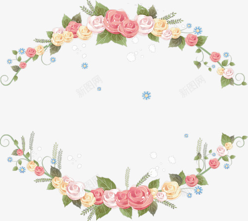 花草边框png免抠素材_新图网 https://ixintu.com 小清新 红花 绿叶 边框
