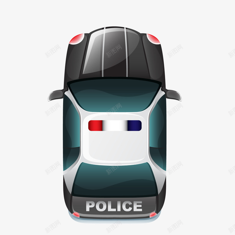 一辆警车的俯视图矢量图ai免抠素材_新图网 https://ixintu.com 交通工具 俯视 公务车 公用车 扁平化 美国警车 警车 矢量图