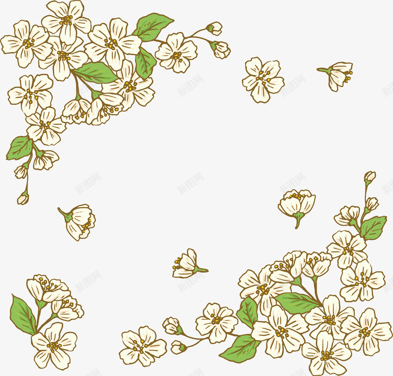 手绘飘落的樱花png免抠素材_新图网 https://ixintu.com 手绘樱花 樱花 浪漫樱花 白色樱花 矢量png 飘落樱花