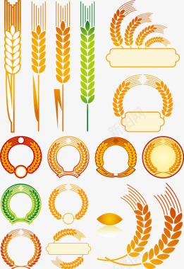 金色麦穗图形图标图标