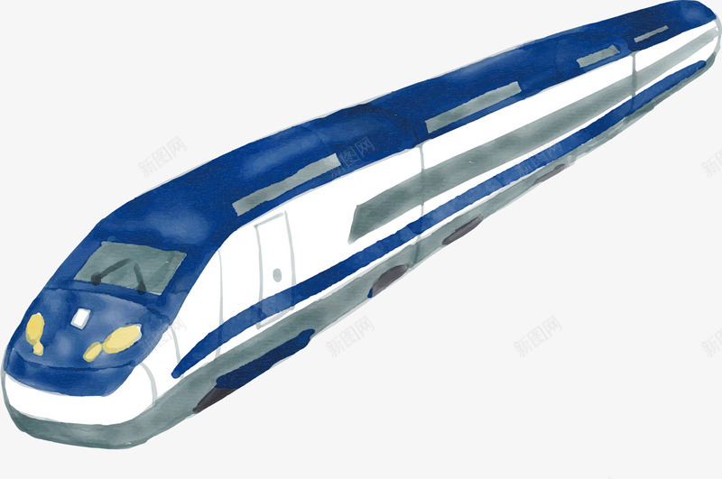 水彩蓝色地铁矢量图ai免抠素材_新图网 https://ixintu.com 交通工具 代步工具 卡通手绘 地铁 水彩 蓝色 矢量图