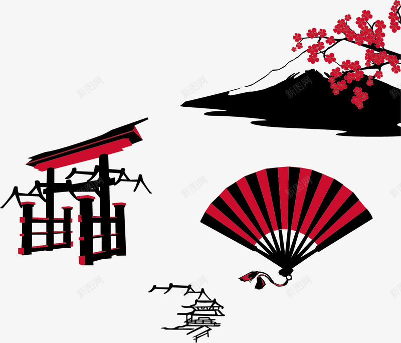 经典日本元素png免抠素材_新图网 https://ixintu.com 富士山 扇子 手绘插画 插画 日本 日本建筑 日本经典 木屐 桃花 歌姬 相扑 神社 竹子 简笔画山 经典日本元素 美丽的富士山