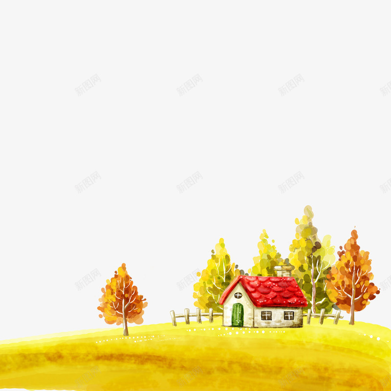 家乡的风景png免抠素材_新图网 https://ixintu.com 唯美自然 大自然风景 家乡 我的家乡 房屋 树木 秋天 秋季 自然风景 草地