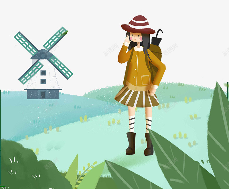 春季小女孩踏春绿色海报png免抠素材_新图网 https://ixintu.com 四月 小女孩 平面 春季 海报 清明 绿色 踏青