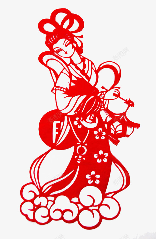 嫦娥剪纸png免抠素材_新图网 https://ixintu.com 中秋 仙女 剪纸 嫦娥